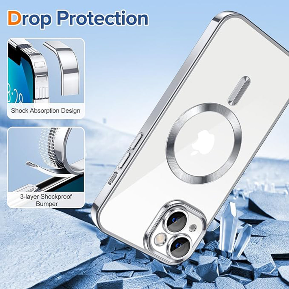 Capa MagSafe para Apple iPhone 13, Techsuit, Luxury Crystal, Prateada
