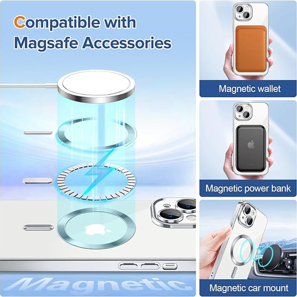 Capa MagSafe para Apple iPhone 13, Techsuit, Luxury Crystal, Prateada