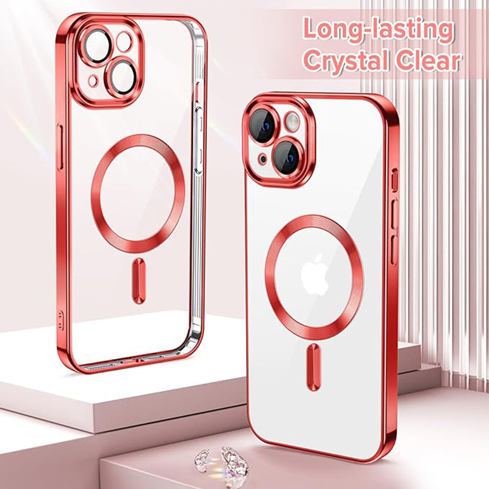 Capa MagSafe para Apple iPhone 13, Techsuit, Luxury Crystal, Vermelha