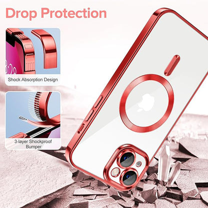 Capa MagSafe para Apple iPhone 13, Techsuit, Luxury Crystal, Vermelha