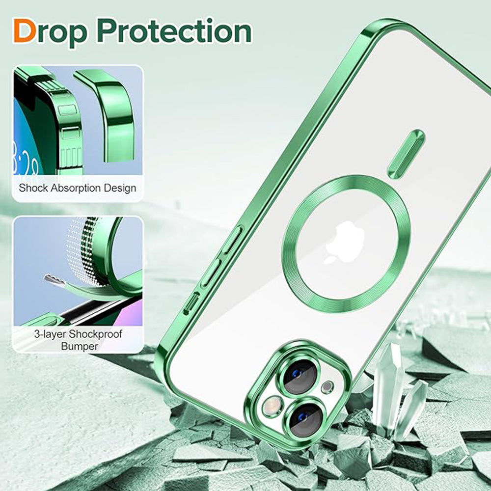 Capa MagSafe para Apple iPhone 13, Techsuit, Luxury Crystal, Verde Claro