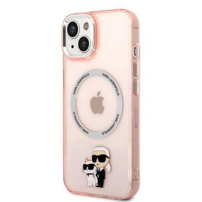 MagSafe Case for Apple iPhone 14, Karl Lagerfeld, Ikonik Karl & Choupette, Pink