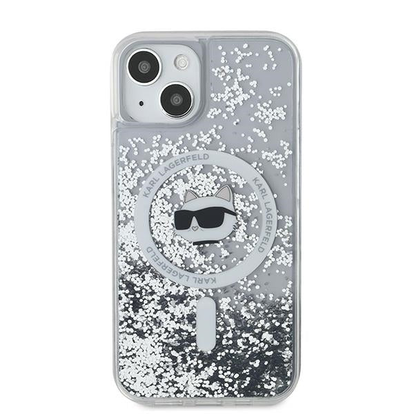 Capa MagSafe para Apple iPhone 14, Karl Lagerfeld, Liquid Glitter Choupette's Head, Transparente
