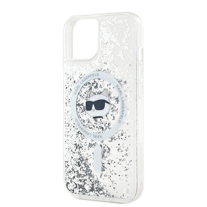 Capa MagSafe para Apple iPhone 14, Karl Lagerfeld, Liquid Glitter Choupette's Head, Transparente