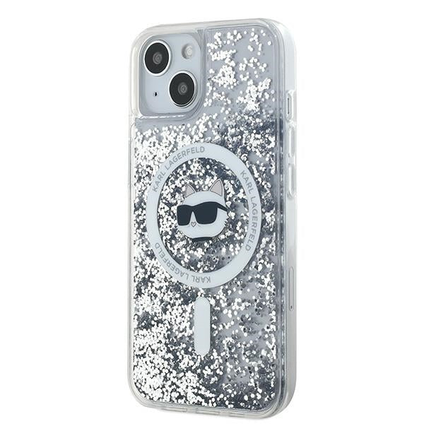 Capa MagSafe para Apple iPhone 14, Karl Lagerfeld, Liquid Glitter Choupette's Head, Transparente