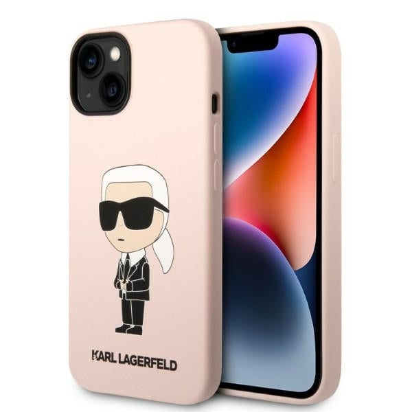 Capa MagSafe para Apple iPhone 14, Karl Lagerfeld, Silicone Ikonik Karl, Rosa