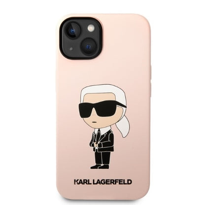 Capa MagSafe para Apple iPhone 14, Karl Lagerfeld, Silicone Ikonik Karl, Rosa