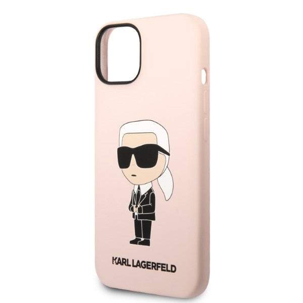 Capa MagSafe para Apple iPhone 14 Plus, Karl Lagerfeld, Silicone Ikonik Karl, Rosa