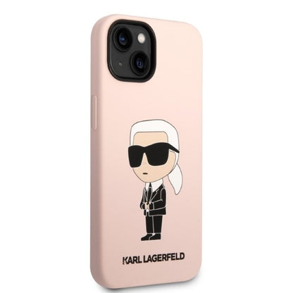Capa MagSafe para Apple iPhone 14 Plus, Karl Lagerfeld, Silicone Ikonik Karl, Rosa