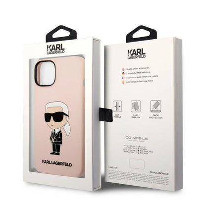 Capa MagSafe para Apple iPhone 14 Plus, Karl Lagerfeld, Silicone Ikonik Karl, Rosa