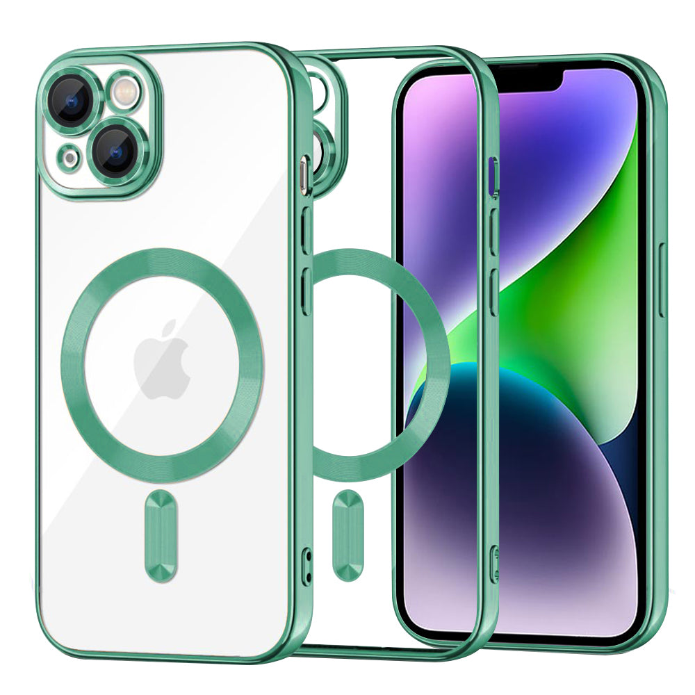 Capa MagSafe para Apple iPhone 14 Plus, Techsuit, Luxury Crystal, Verde Claro