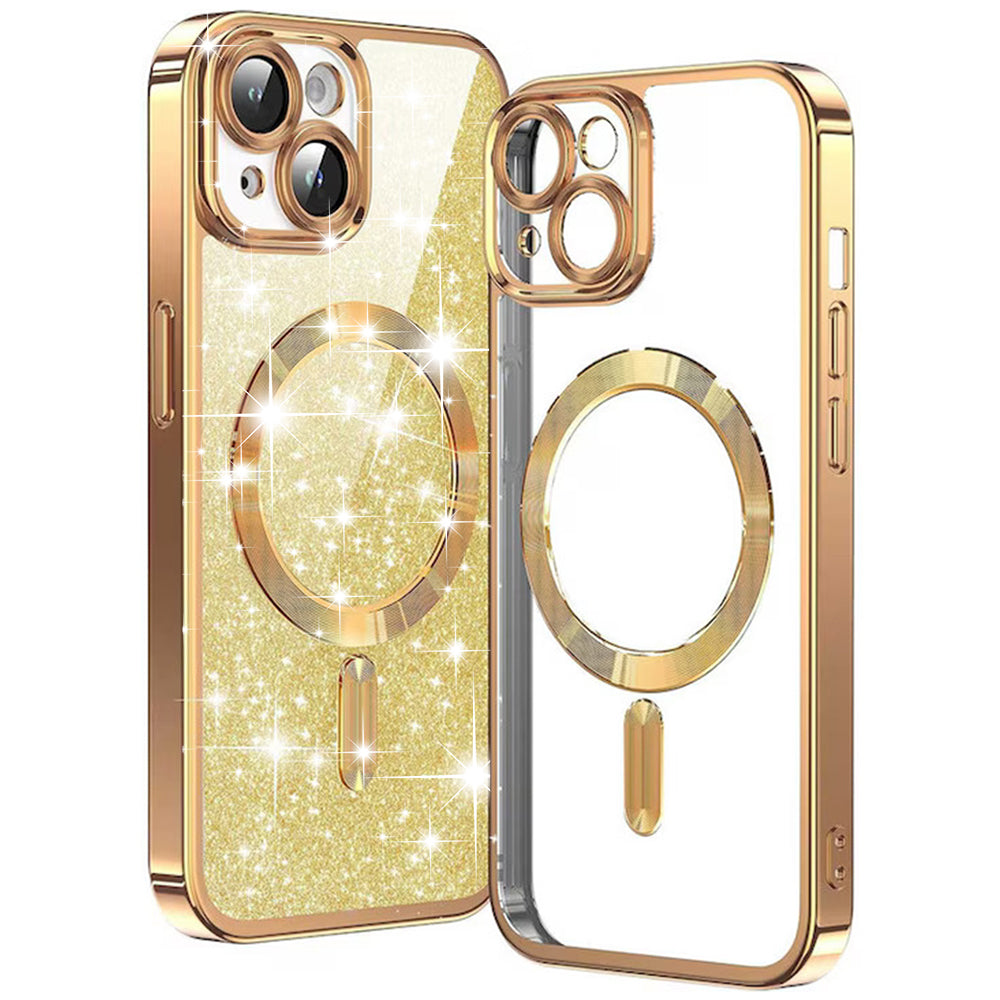 Capa MagSafe para Apple iPhone 14 Plus, Techsuit, Luxury Glitter, Dourada
