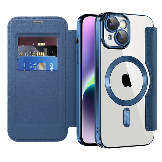 Capa MagSafe para Apple iPhone 14 Plus, Techsuit, SmartMag Book, Azul