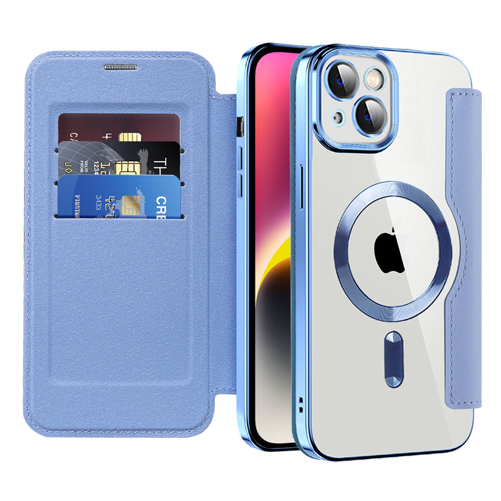 Capa MagSafe para Apple iPhone 14 Plus, Techsuit, SmartMag Book, Azul