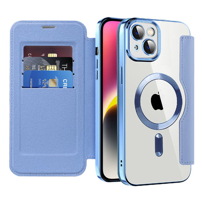 Capa MagSafe para Apple iPhone 14 Plus, Techsuit, SmartMag Book, Azul