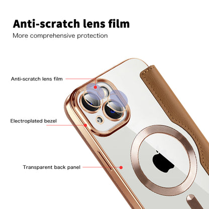 Capa MagSafe para Apple iPhone 14 Plus, Techsuit, SmartMag Book, Castanha