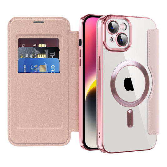 Capa MagSafe para Apple iPhone 14 Plus, Techsuit, SmartMag Book, Rosa