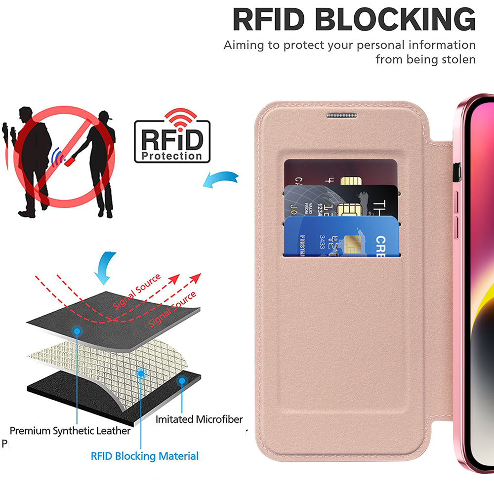 Capa MagSafe para Apple iPhone 14 Plus, Techsuit, SmartMag Book, Rosa
