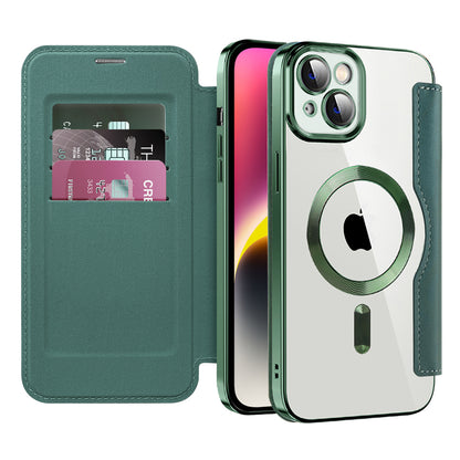 Capa MagSafe para Apple iPhone 14 Plus, Techsuit, SmartMag Book, Verde