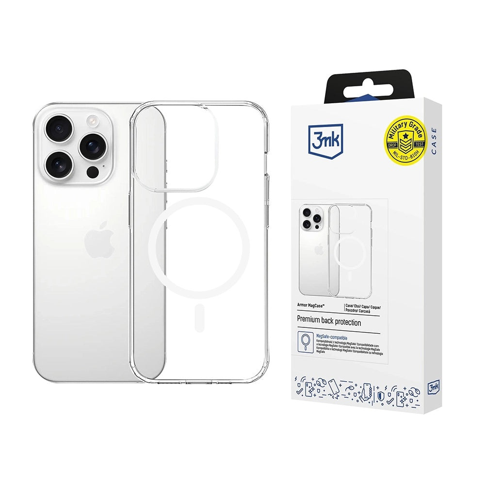 Capa MagSafe para Apple iPhone 14 Pro, 3MK, Armor MagCase, Transparente