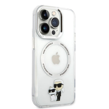 MagSafe Case for Apple iPhone 14 Pro, Karl Lagerfeld, Ikonik Karl & Choupette, Transparent