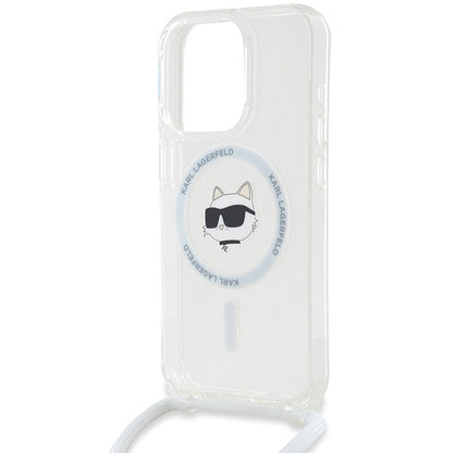 Capa MagSafe para Apple iPhone 14 Pro, Karl Lagerfeld, IML Crossbody Choupette's Head com Alça, Transparente