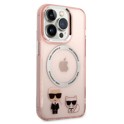 Capa MagSafe para Apple iPhone 14 Pro, Karl Lagerfeld, Karl & Choupette Aluminium, Rosa