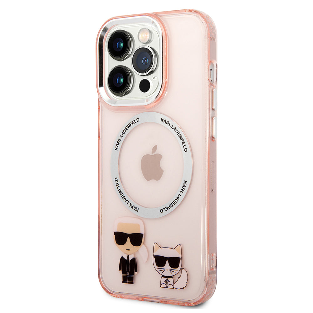 Capa MagSafe para Apple iPhone 14 Pro, Karl Lagerfeld, Karl & Choupette Aluminium, Rosa