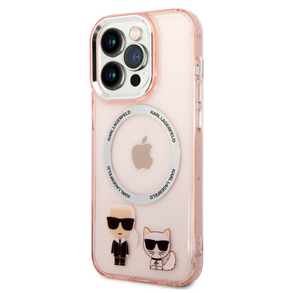 Capa MagSafe para Apple iPhone 14 Pro, Karl Lagerfeld, Karl & Choupette Aluminium, Rosa