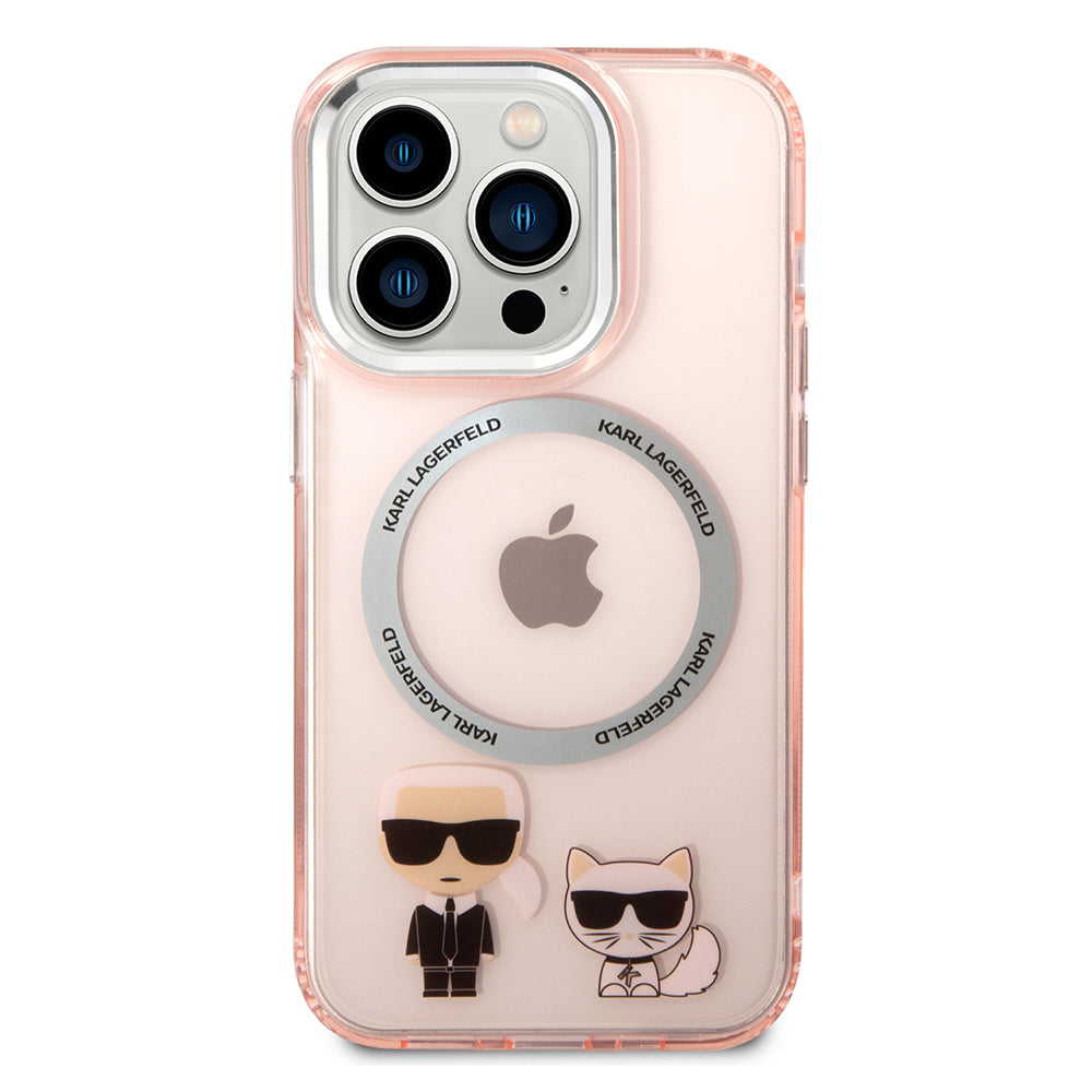Capa MagSafe para Apple iPhone 14 Pro, Karl Lagerfeld, Karl & Choupette Aluminium, Rosa