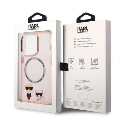 Capa MagSafe para Apple iPhone 14 Pro, Karl Lagerfeld, Karl & Choupette Aluminium, Rosa