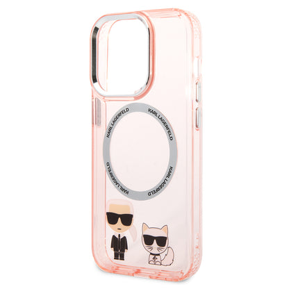 Capa MagSafe para Apple iPhone 14 Pro, Karl Lagerfeld, Karl & Choupette Aluminium, Rosa