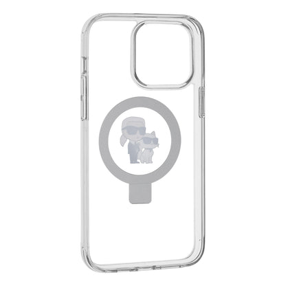 Capa MagSafe para Apple iPhone 14 Pro, Karl Lagerfeld, Ring Stand Karl & Choupette, Branca