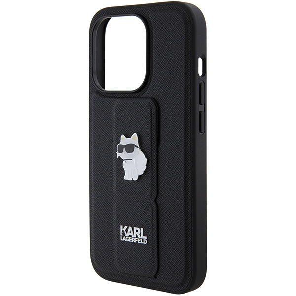 Capa MagSafe para Apple iPhone 14 Pro, Karl Lagerfeld, Saffiano Gripstand Choupette, Preta