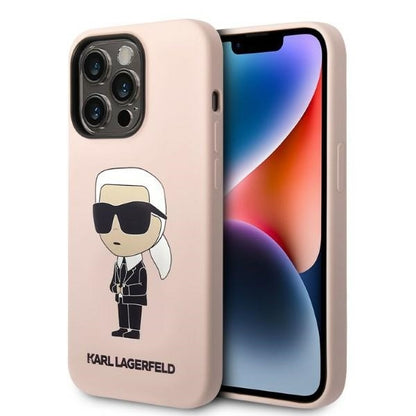 Capa MagSafe para Apple iPhone 14 Pro, Karl Lagerfeld, Silicone Ikonik Karl, Rosa