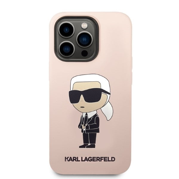 Capa MagSafe para Apple iPhone 14 Pro, Karl Lagerfeld, Silicone Ikonik Karl, Rosa