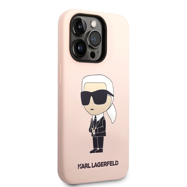 Capa MagSafe para Apple iPhone 14 Pro, Karl Lagerfeld, Silicone Ikonik Karl, Rosa