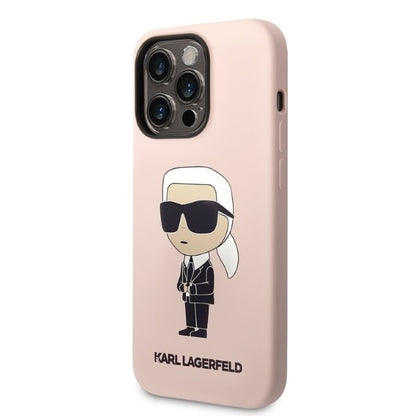 Capa MagSafe para Apple iPhone 14 Pro, Karl Lagerfeld, Silicone Ikonik Karl, Rosa