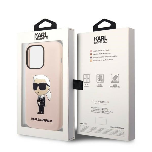 Capa MagSafe para Apple iPhone 14 Pro, Karl Lagerfeld, Silicone Ikonik Karl, Rosa