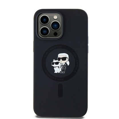 Capa MagSafe para Apple iPhone 14 Pro, Karl Lagerfeld, Silicone Karl & Choupette, Preta