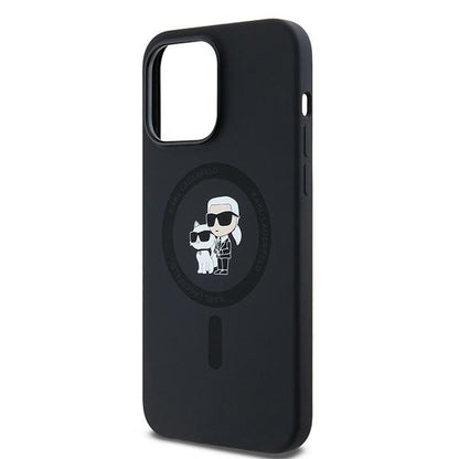 Capa MagSafe para Apple iPhone 14 Pro, Karl Lagerfeld, Silicone Karl & Choupette, Preta