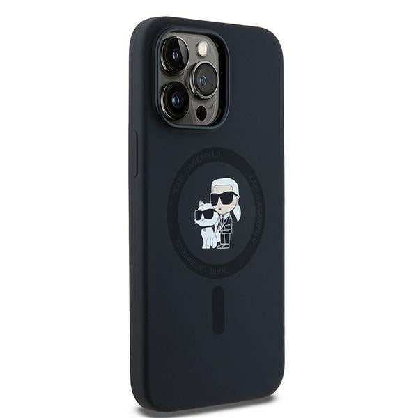 Capa MagSafe para Apple iPhone 14 Pro, Karl Lagerfeld, Silicone Karl & Choupette, Preta