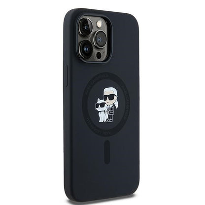 Capa MagSafe para Apple iPhone 14 Pro, Karl Lagerfeld, Silicone Karl & Choupette, Preta