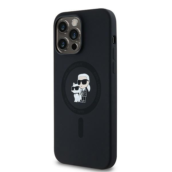 Capa MagSafe para Apple iPhone 14 Pro, Karl Lagerfeld, Silicone Karl & Choupette, Preta