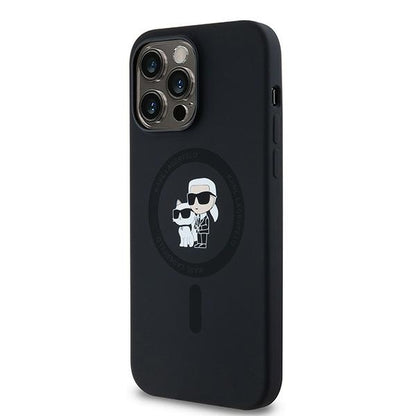 Capa MagSafe para Apple iPhone 14 Pro, Karl Lagerfeld, Silicone Karl & Choupette, Preta
