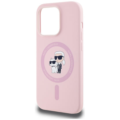 Capa MagSafe para Apple iPhone 14 Pro, Karl Lagerfeld, Silicone Karl & Choupette, Rosa