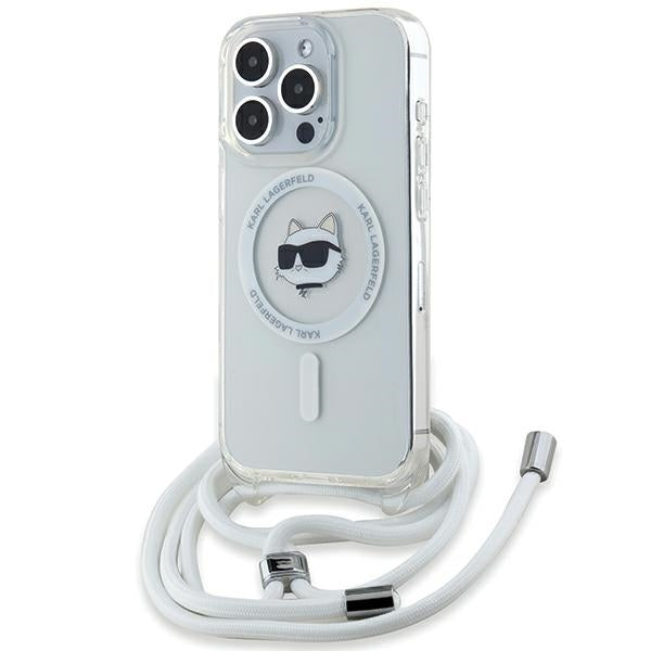 Capa MagSafe para Apple iPhone 14 Pro Max, Karl Lagerfeld, IML Crossbody Choupette's Head with Strap, Transparente