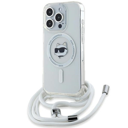Capa MagSafe para Apple iPhone 14 Pro Max, Karl Lagerfeld, IML Crossbody Choupette's Head with Strap, Transparente
