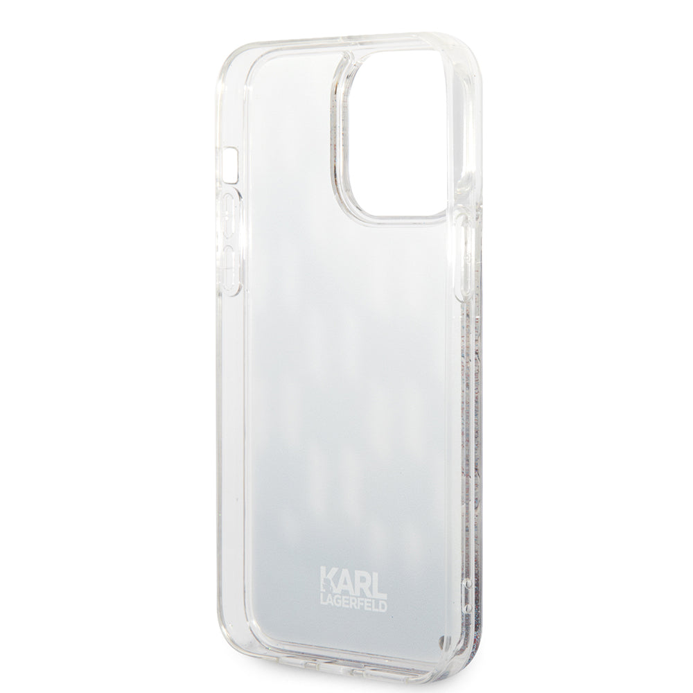 Capa MagSafe para Apple iPhone 14 Pro Max, Karl Lagerfeld, Monogram Liquid Glitter, Preta