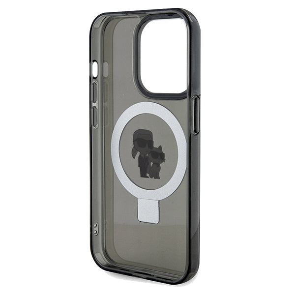Capa MagSafe para Apple iPhone 14 Pro Max, Karl Lagerfeld, Ring Stand Karl & Choupette, Preta